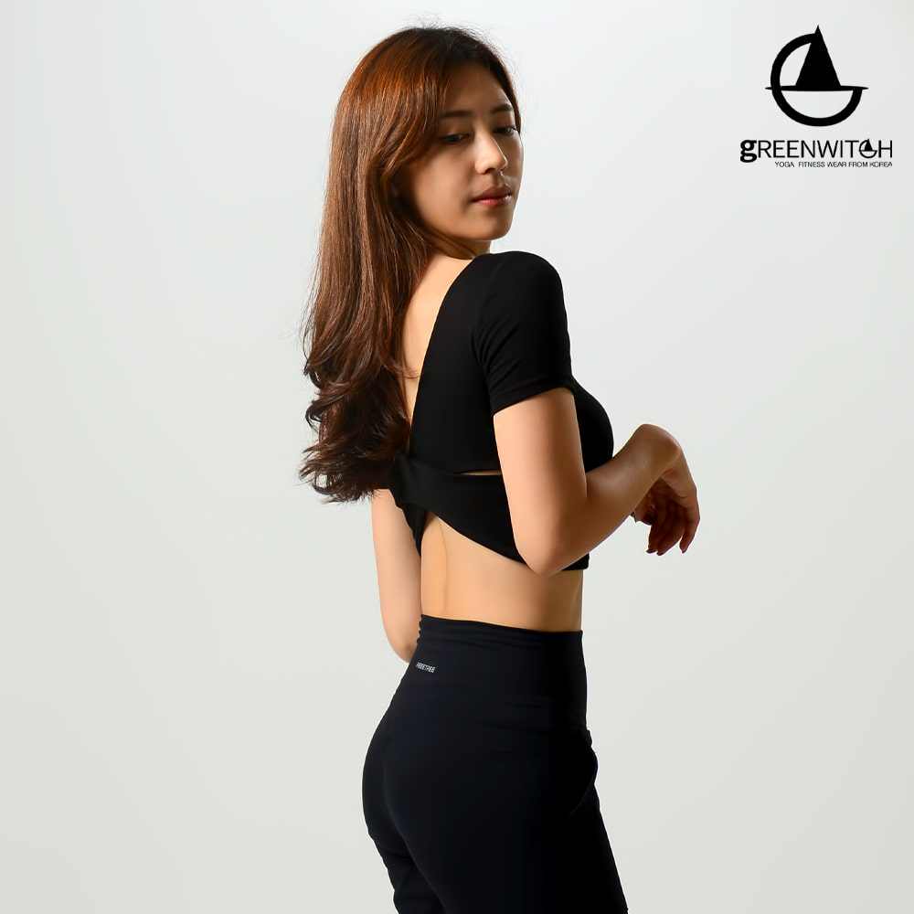 그리니치 반전뒤태 노브라티셔츠 크롭탑 캡내장 요가복 - 상세 이미지 3