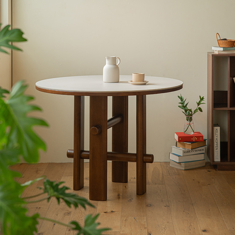 마렛 원목 원형 포세린 세라믹 테이블 1000