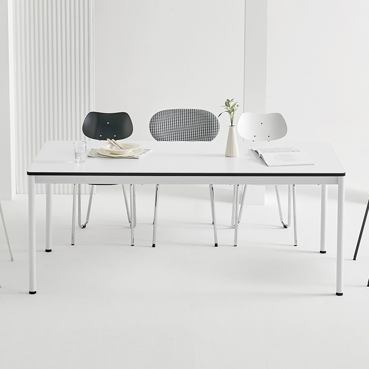 e스마트 피크 4인용 6인용 라운드모서리 식탁 1200x600 화이트 프레임