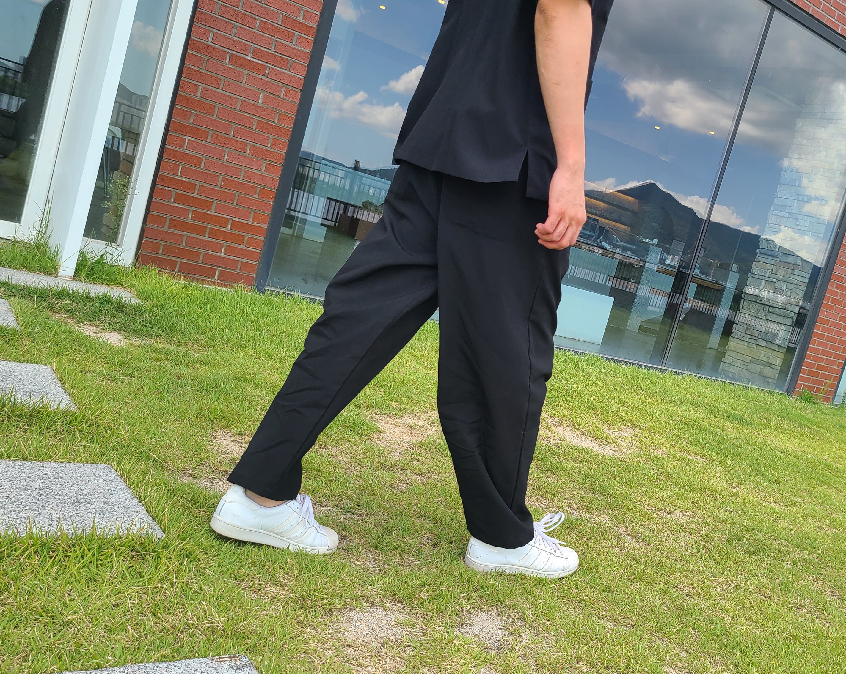 여름 일자핏 바지 허리밴딩 남녀공용 폴리마 - 상세 이미지 2