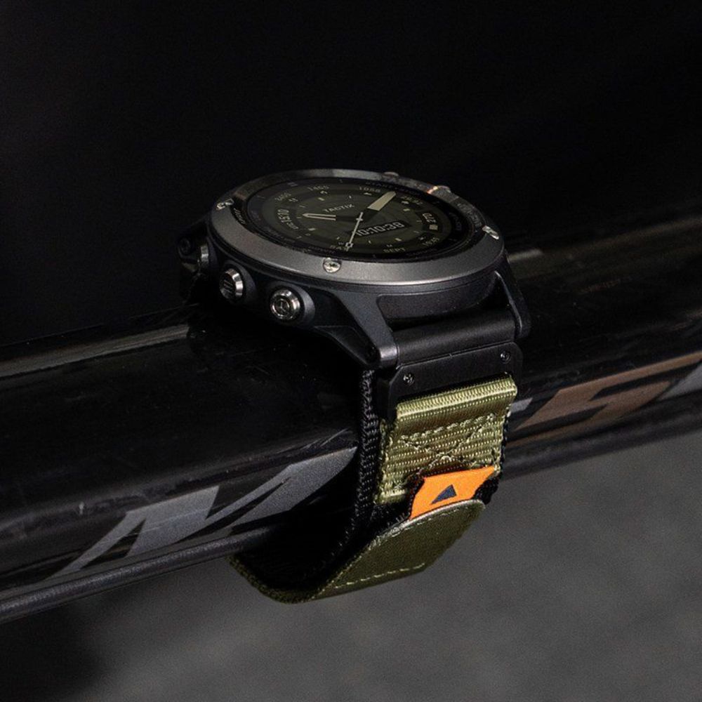 Garmin Fenix8/7 시계에 적합 퀵 릴리스 벨크로 스트랩 Instinct 2S 통기성 및 땀 흡수성 나일론 통합 고급 블랙 통기성 Fenix8 다이얼 51mm 26MM 이미지 6