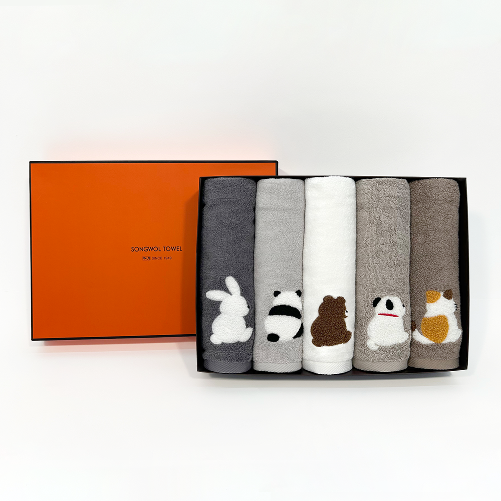 송월타올 동물 스탠다드 100 오코텍스 집들이 수건 선물 30수 150g