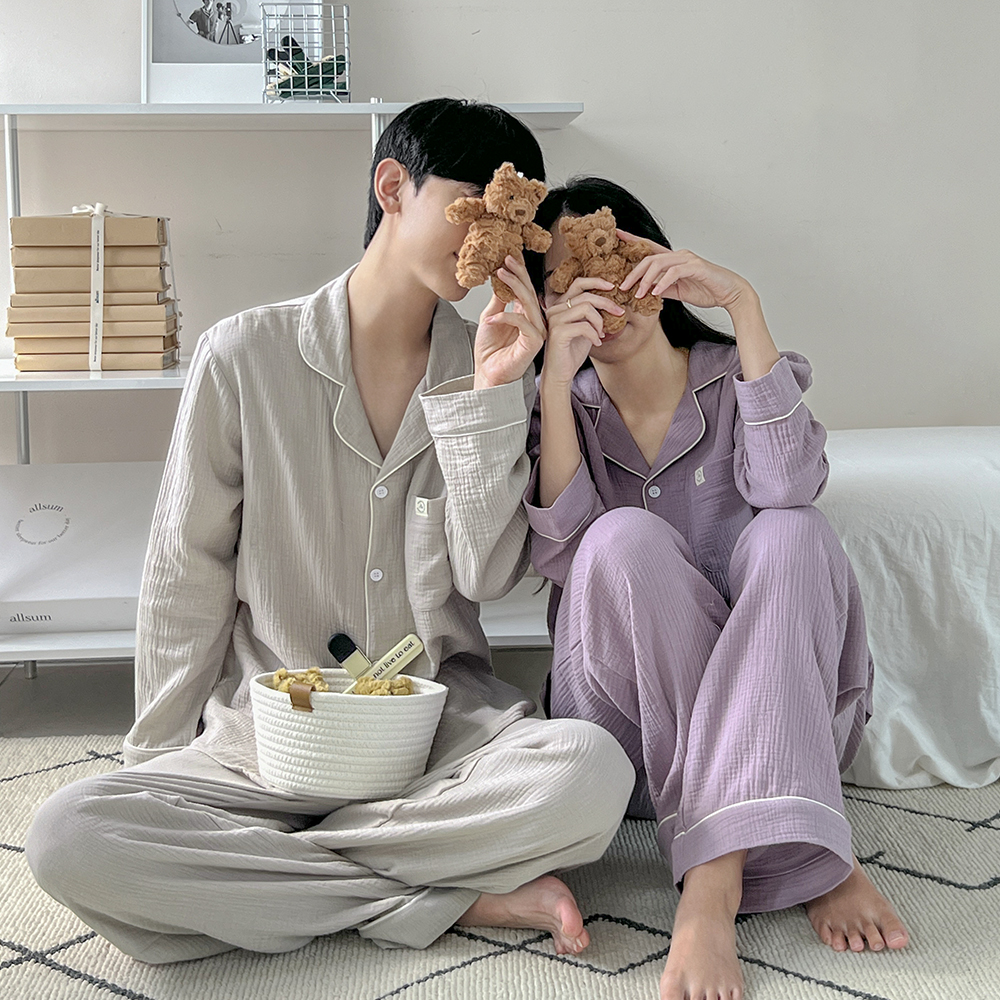 소프티 요루면 긴팔 커플파자마 남녀공용 잠옷세트 5color - 상세 이미지 4