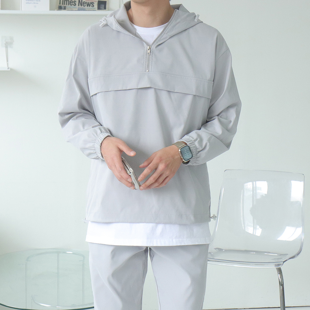 남자 바람막이 오버핏 빅사이즈 아노락 후드 남자 자켓 - 상세 이미지 5