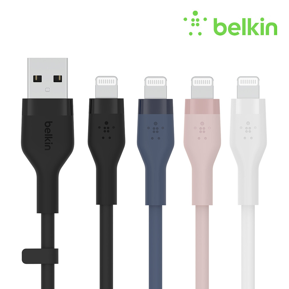 벨킨 플렉스 USB-A to 라이트닝 고속 아이폰 충전 케이블 실리콘 1M CAA008bt1M MFI인증 아이폰14 13 12 XS X 8 7 6 에어팟 아이패드 호환 아이폰케이블 - 메인 이미지