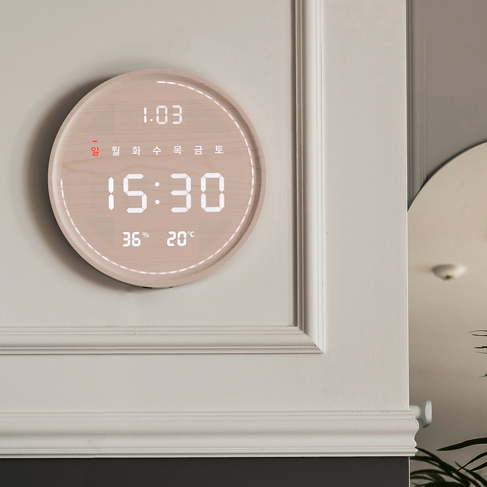 플라이토 인테리어 벽걸이시계 거실 무소음 전자 LED 벽시계 집들이 이사 결혼 선물 써클