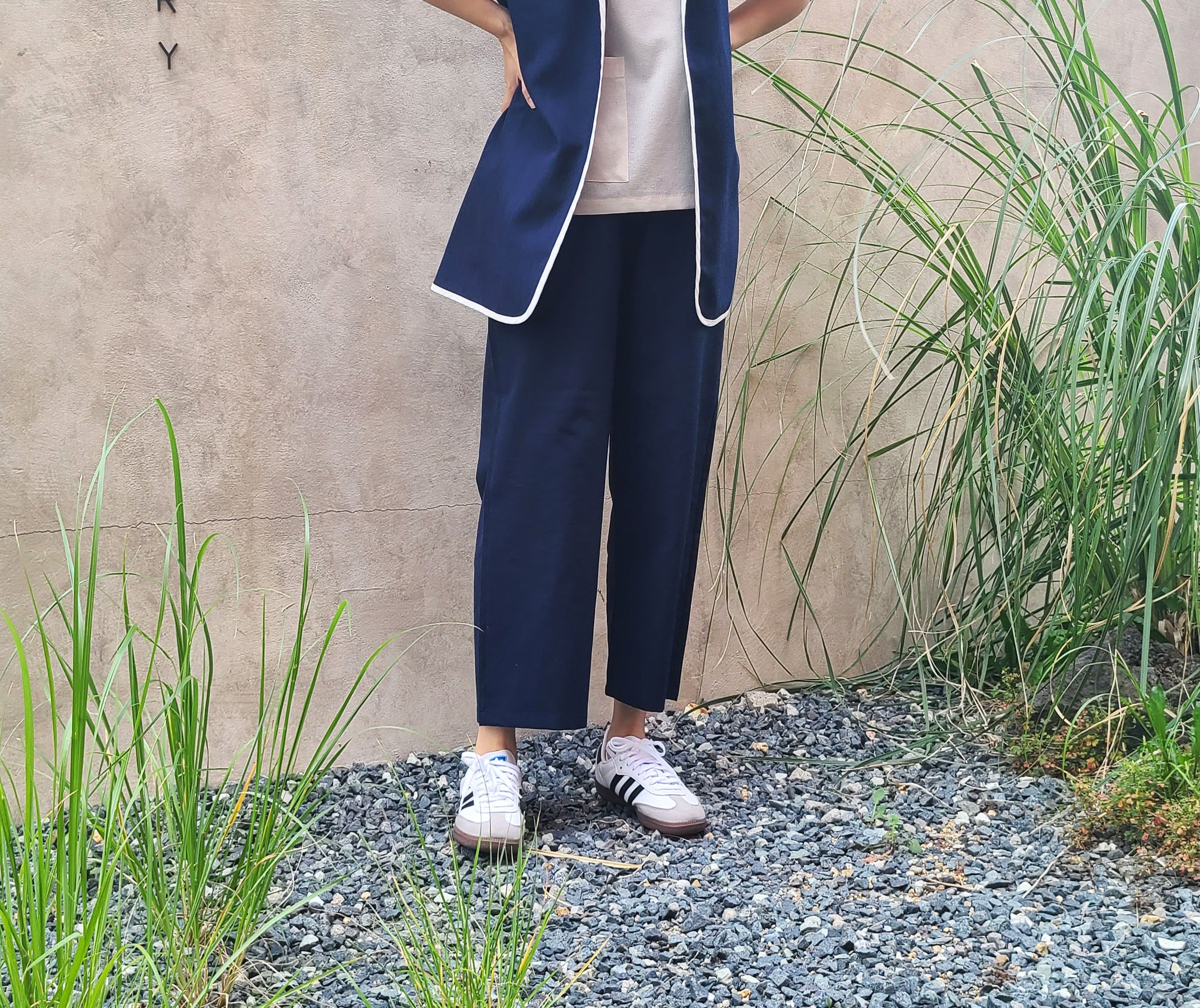 여름 일자핏 바지 허리밴딩 남녀공용 폴리마 - 상세 이미지 3