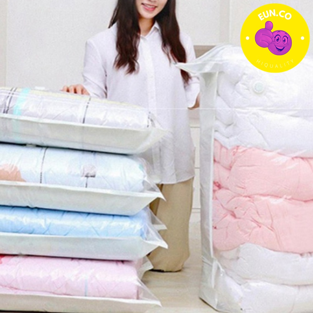 이불정리 파우치 압축백 옷 정리 청소기없이 진공비닐팩 (1+1+1)