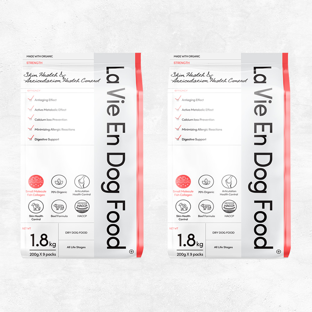 라비앙독 강아지 사료 가수분해 피부 눈물 알러지 개 애견 연어와소고기, 1.8kg, 2개