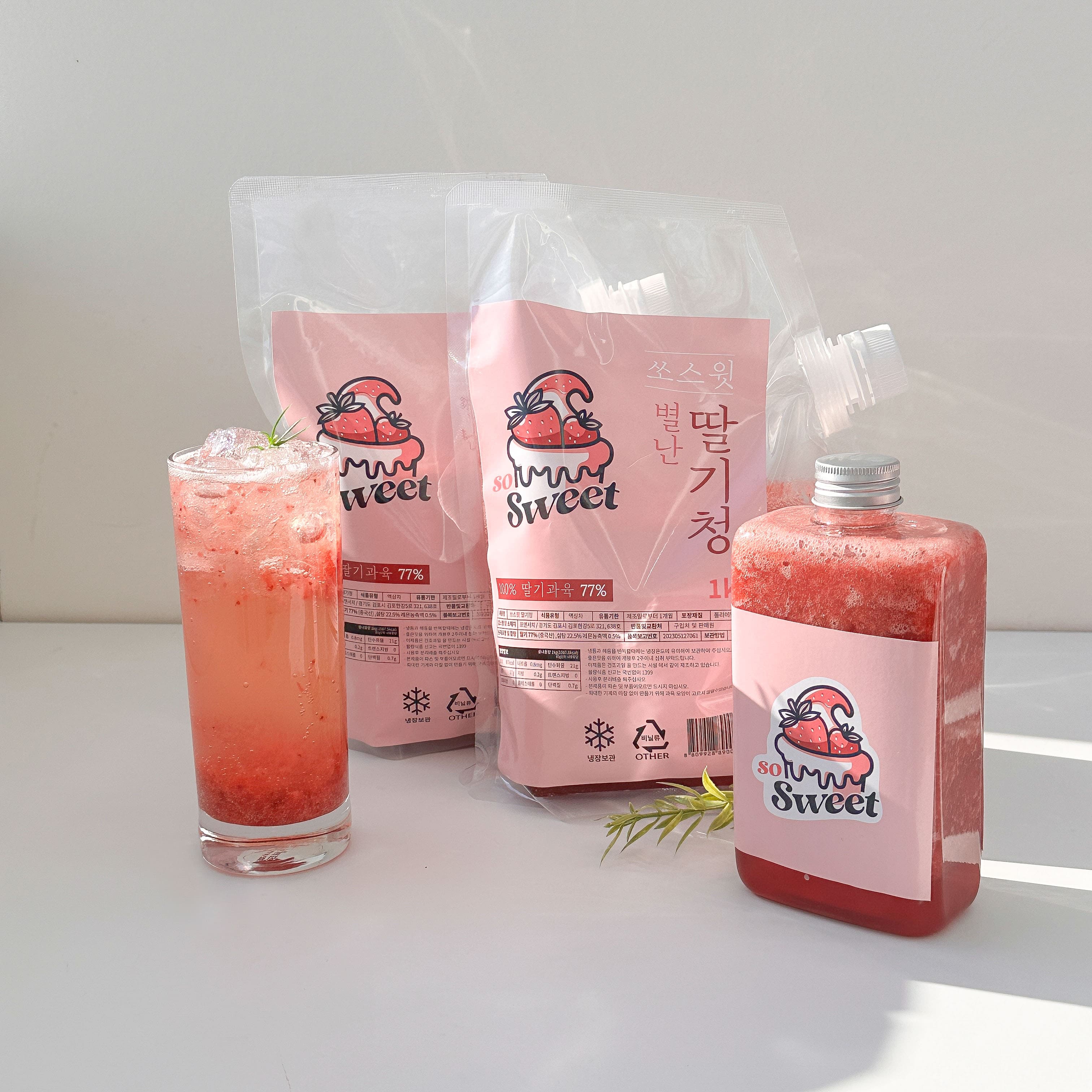77%함량 수제 딸기청 초고함량 생과육 무첨가물 무색소 무방부제 파우치 500g 1kg 이미지 6