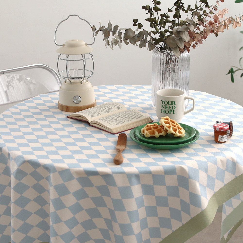 방수 감성 빈티지 식탁보 테이블보 체크 무늬 식탁커버 캠핑 사각 배개커버 행사테이블보 홈카페 체커 보드 바둑판 레트로 인테리어 사각테이블보