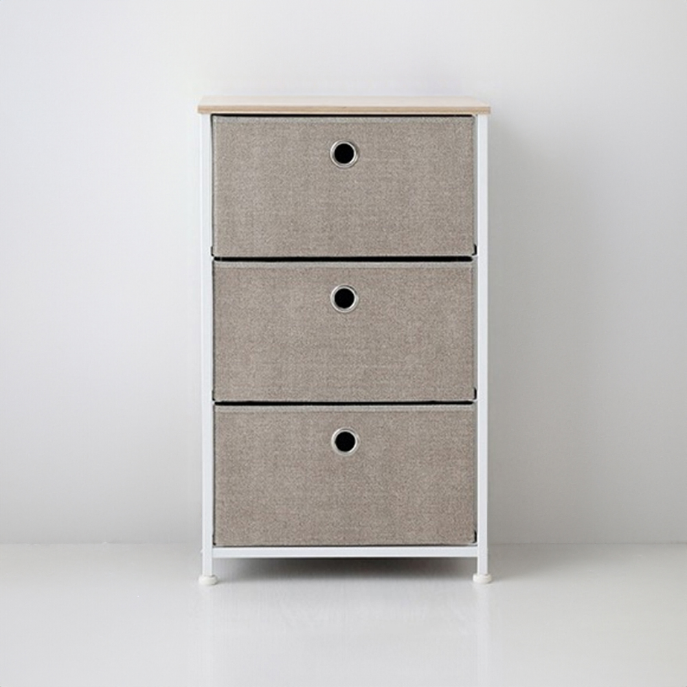 NOVEN 패브릭 서랍장 450730 450x300x725mm, 3단, 베이지 4878.0516 - 메인 이미지