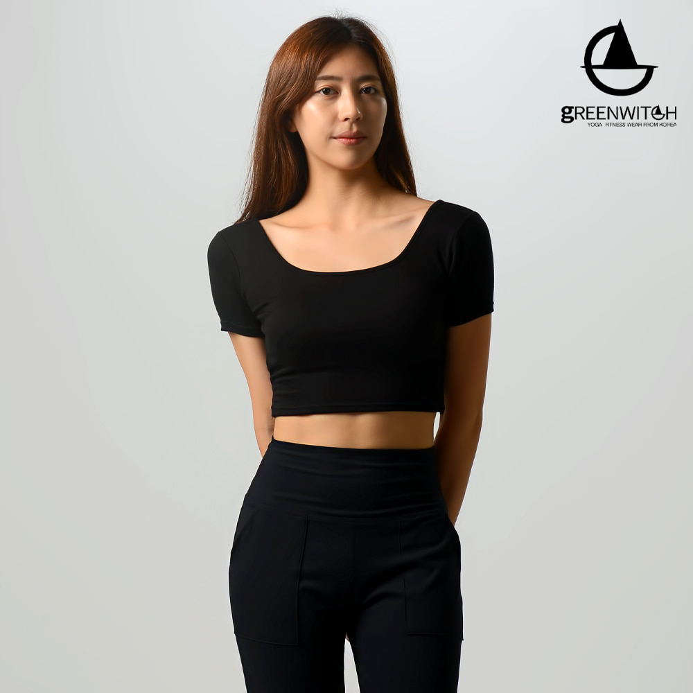 그리니치 반전뒤태 노브라티셔츠 크롭탑 캡내장 요가복 - 상세 이미지 2