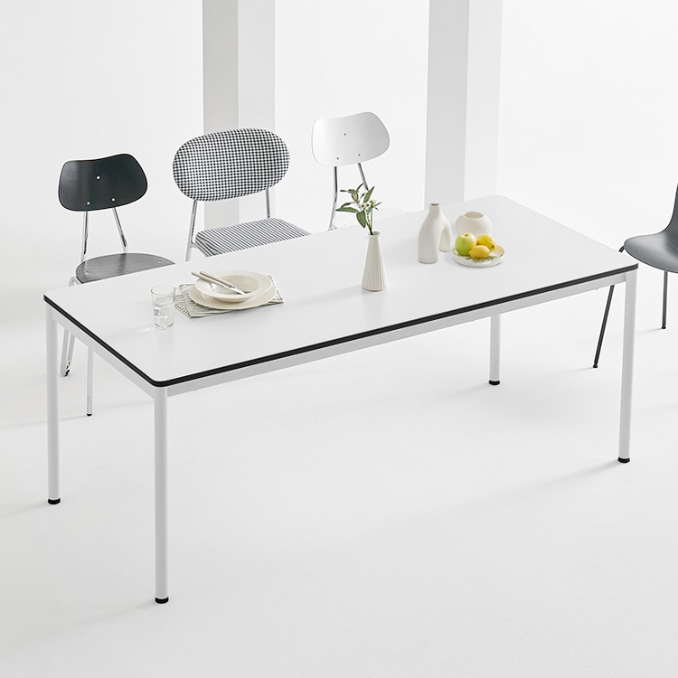 e스마트 피크 4인용 6인용 라운드모서리 식탁 1200x600 화이트 프레임