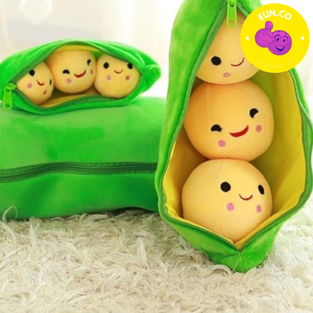 아이 선물 인형 키링 완두콩 알멩이 봉제 쿠션 말랑말랑 녹색콩 지퍼 - 상품 이미지