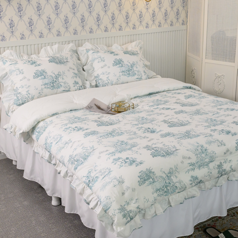 뜨왈이불 100% 순면 명화 트왈 빈티지 디자인 가을 겨울 프릴 민트 차렵이불 SS