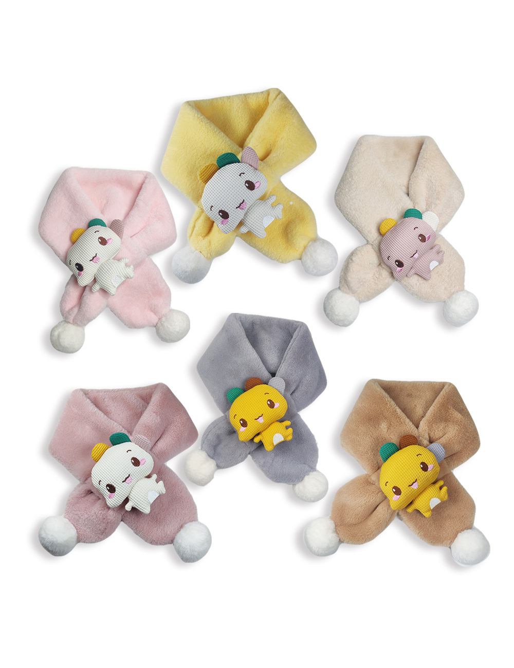 겨울 유아 아동 여아 남아 초등 학생 어린이 털 방한 공룡 캐릭터 머플러 목도리 - 상품 이미지