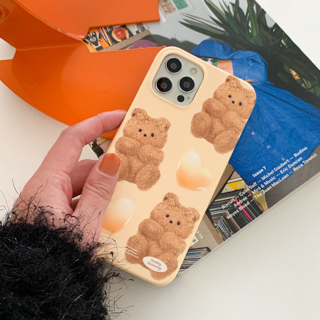 beige heart teddy gummy 아이폰 15 케이스 하드 : 더나인몰