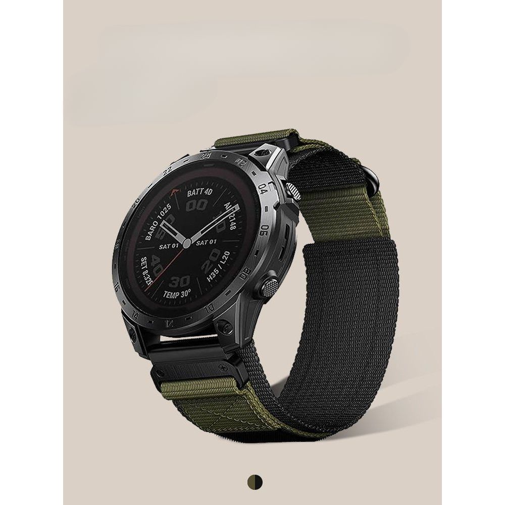 Garmin Fenix8/7 시계에 적합 퀵 릴리스 벨크로 스트랩 Instinct 2S 통기성 및 땀 흡수성 나일론 통합 고급 블랙 통기성 Fenix8 다이얼 51mm 26MM 이미지 7