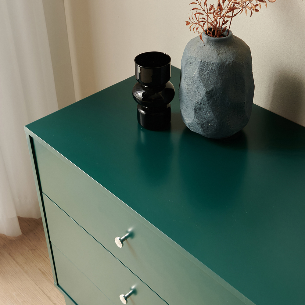 크로키 인테리어 광폭 드레스룸 와이드 원목 서랍장 1800x500x758mm, 3단, 그린 - 상세 이미지 5