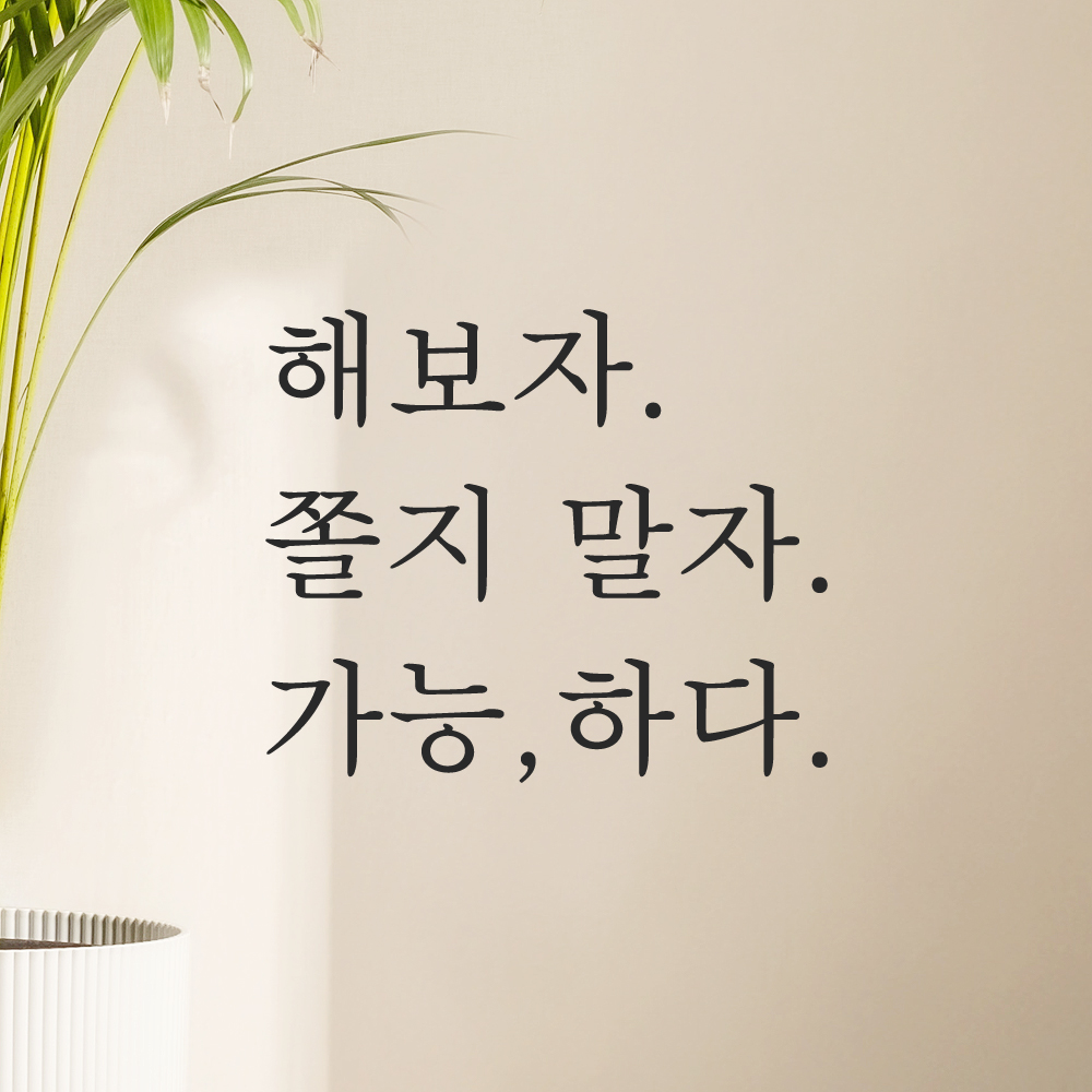 인테리어 포인트 응원 문구 레터링 스티커 해보자 쫄지 말자 가능하다 L-094S 검정 이미지 6