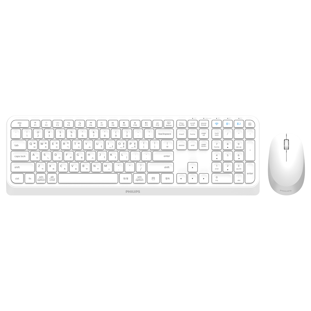 필립스 멀티 페어링 무선 키보드 마우스 세트 SPT6407 화이트