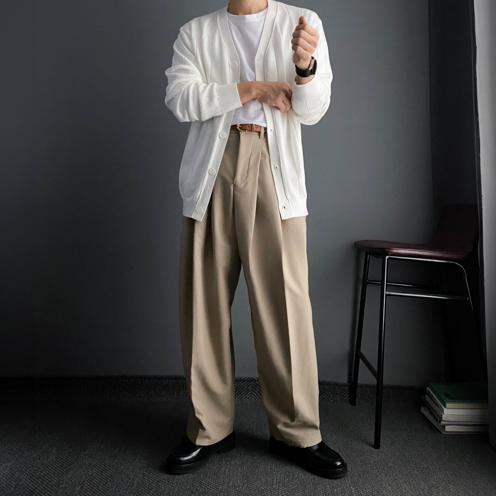 남자 오버핏 워셔블 캐시미어 회색 가디건 이미지 7
