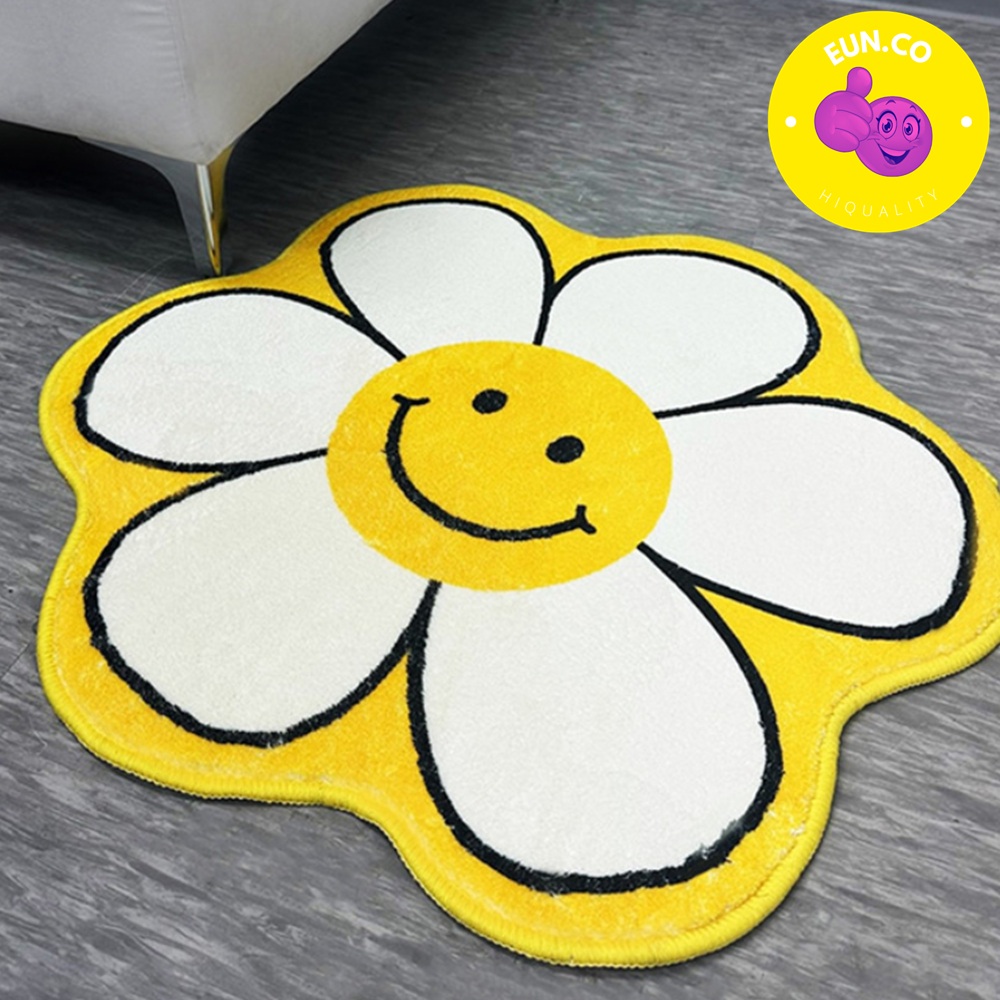 스마일 카페트 자취방 인테리어 포인트 발매트 노란색 옐로우