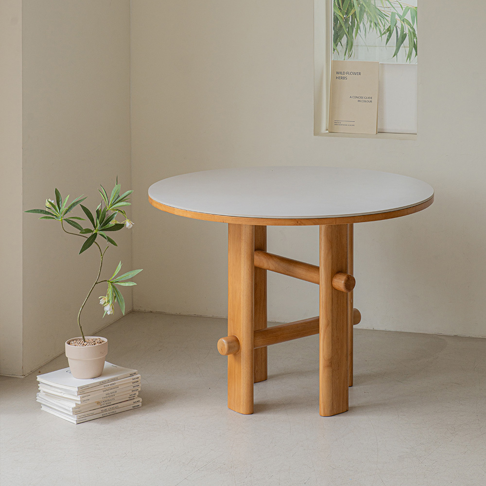 마렛 원목 원형 포세린 세라믹 테이블 1000