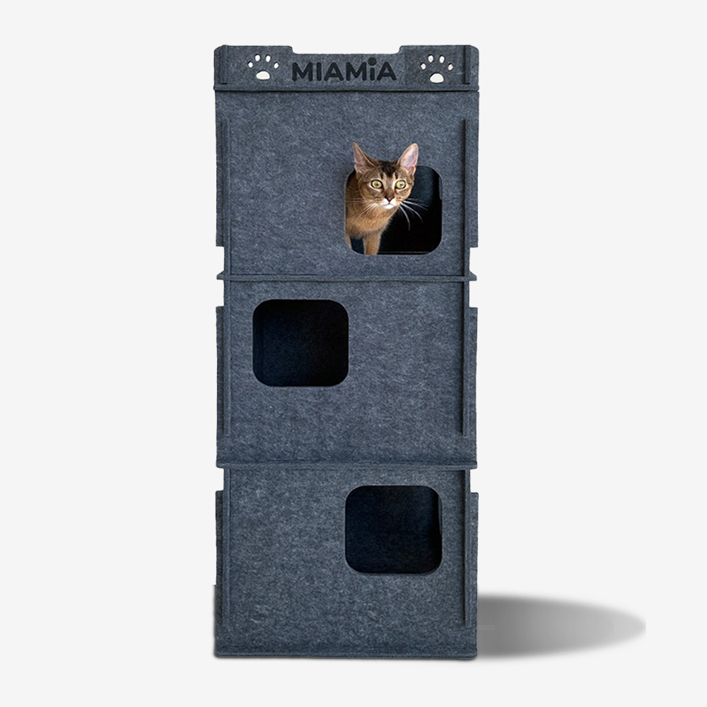 MIAMIA 펠트 고양이 숨숨 집 터널 캣타워 대형