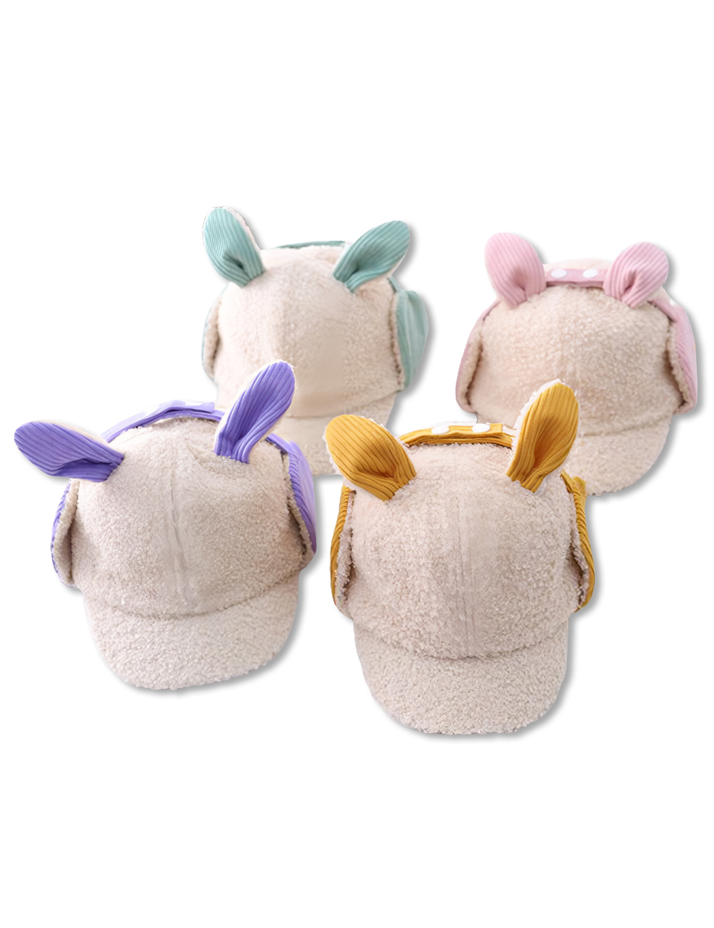 겨울 유아 아동 여아 초등 어린이 털 방한 토끼 귀달이 캡 모자 - 상품 이미지