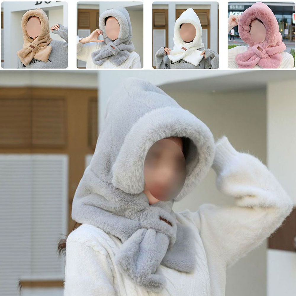 방한 후드 목도리 따스한 혹한기 밍크털 귀마개 모자