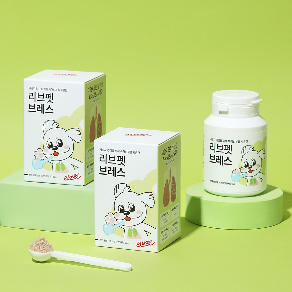 리브펫 브레스 고양이 강아지 기관지 영양제 협착증 감기 기침 켁켁거림 60g, 1개
