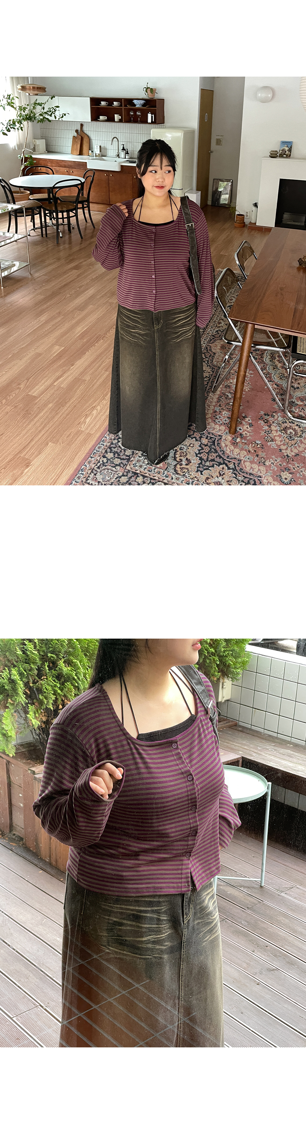 [MADE] 빅사이즈 55-99 러스티 스트라이프 스퀘어넥 가디건 상세 이미지 36