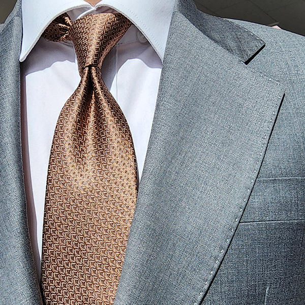 제임스핏 세련된 디자인 스퀘어 패턴 남성 정장 명품넥타이 브라운