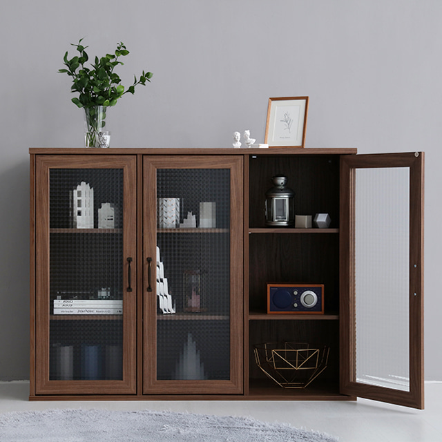 미란스 가로 3문 수납장 NFM92120G 미들브라운 700x300x1200mm, 3단, 미들브라운 7254.7304 - 상세 이미지 3