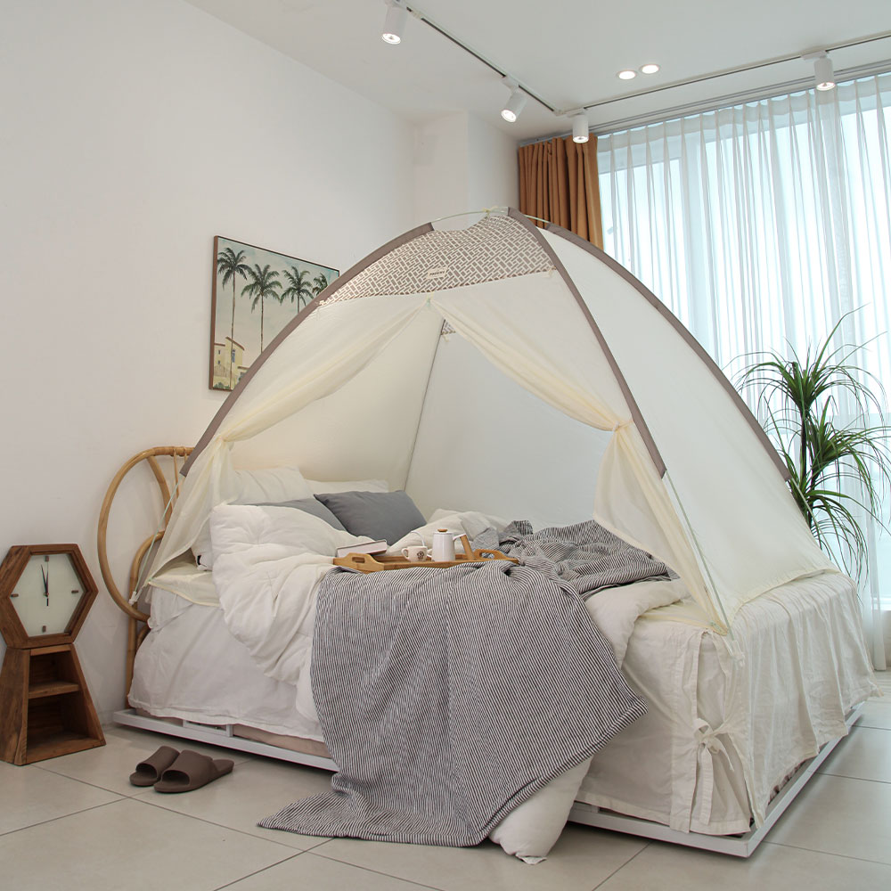 빈슨메시프 포그닝 난방 텐트 실내 침대 방한 방풍 보온 겨울 수면텐트 싱글, 스너그코코아