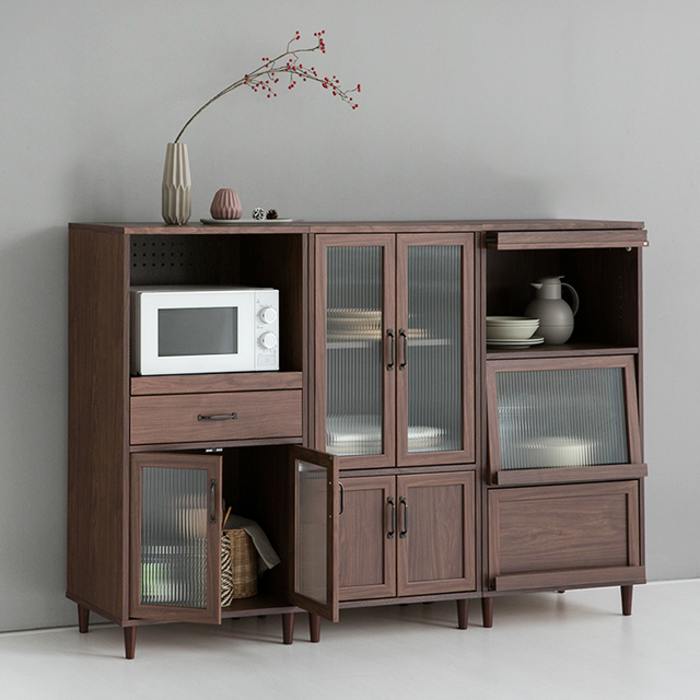 레탄토 렌지대 수납장 PWM12560L 60x45x125, 3단, 브라운월넛베니어 3048.9604