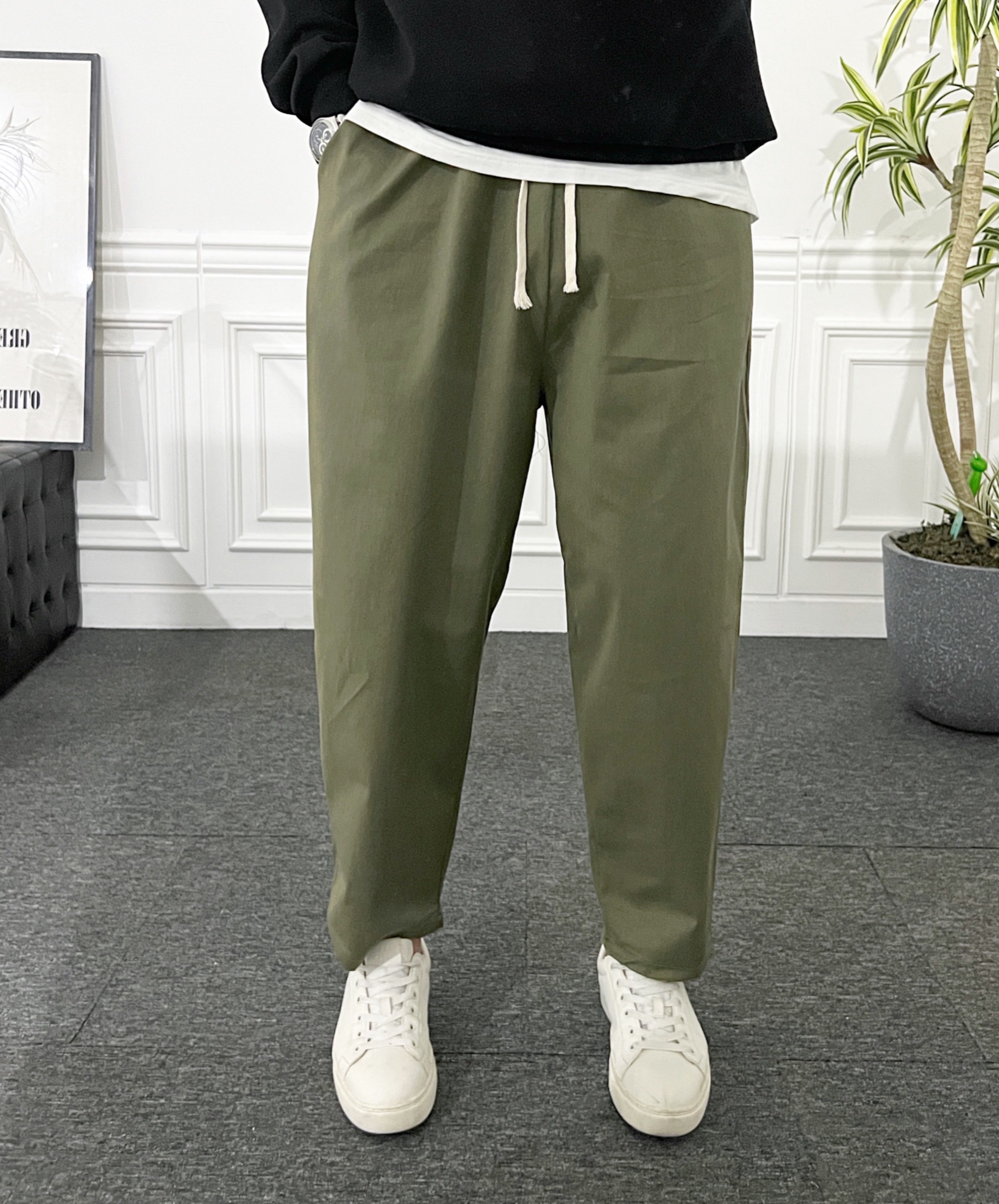 (1+1) 남자 바지 배기 와이드 밴딩 벌룬팬츠 - 상품 이미지