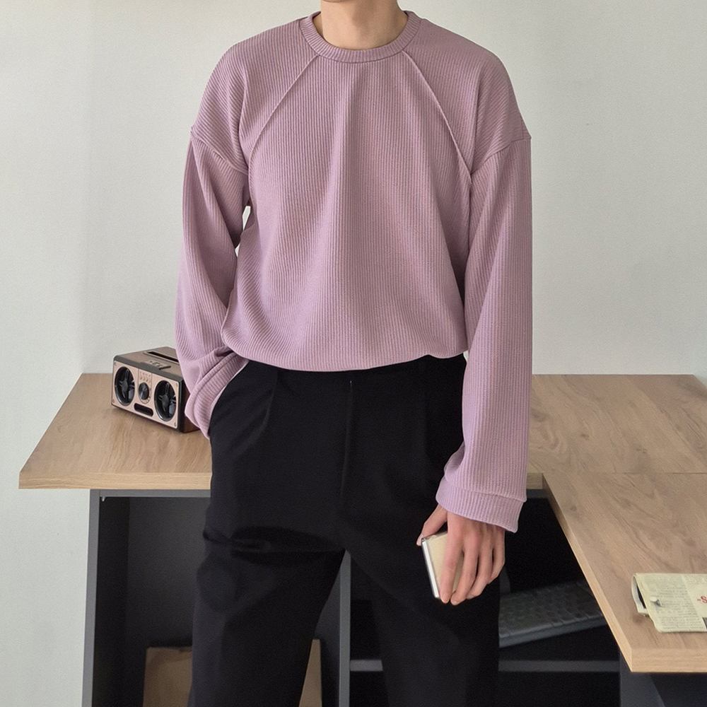남자긴팔티 오버핏 흰색 이너 구김없는 티셔츠 - 상세 이미지 3