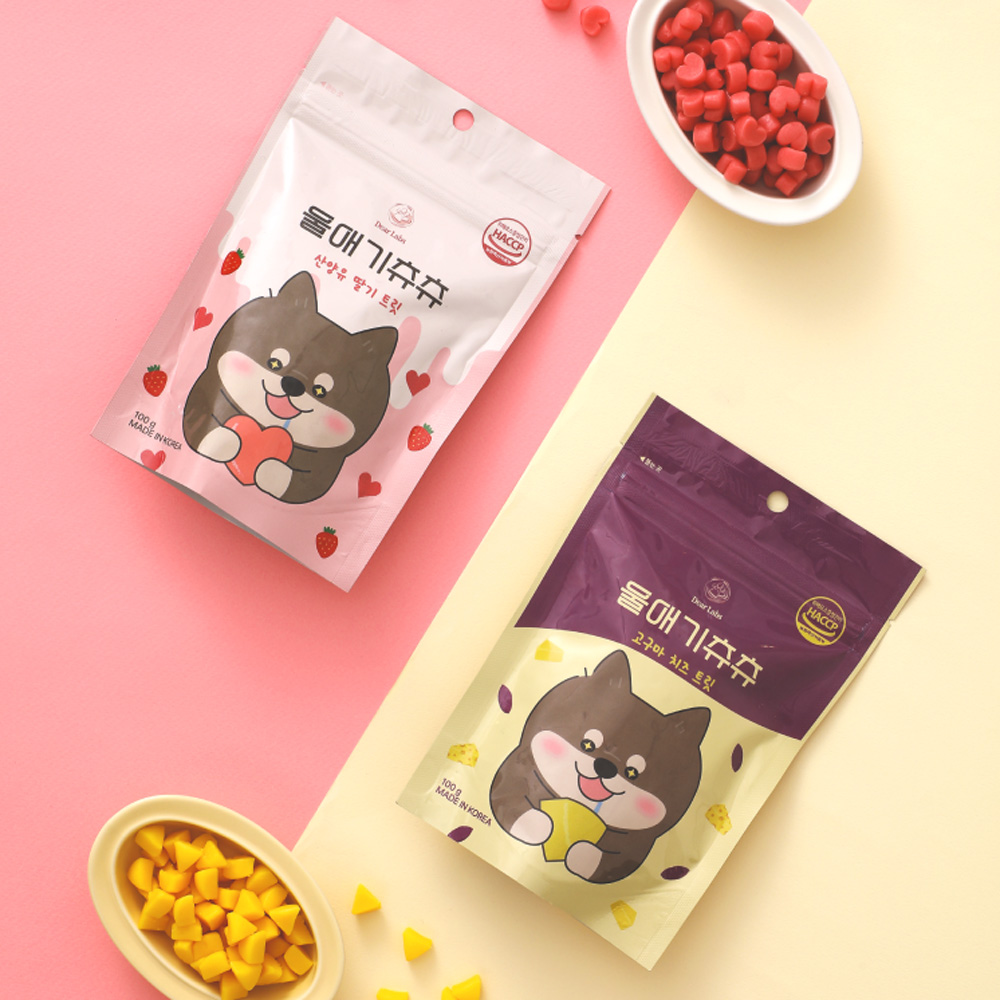 디어랩스 강아지간식 울애기츄츄 트릿세트 (고구마치즈 + 산양유딸기) 노즈워크트릿 져키 - 상세 이미지 4