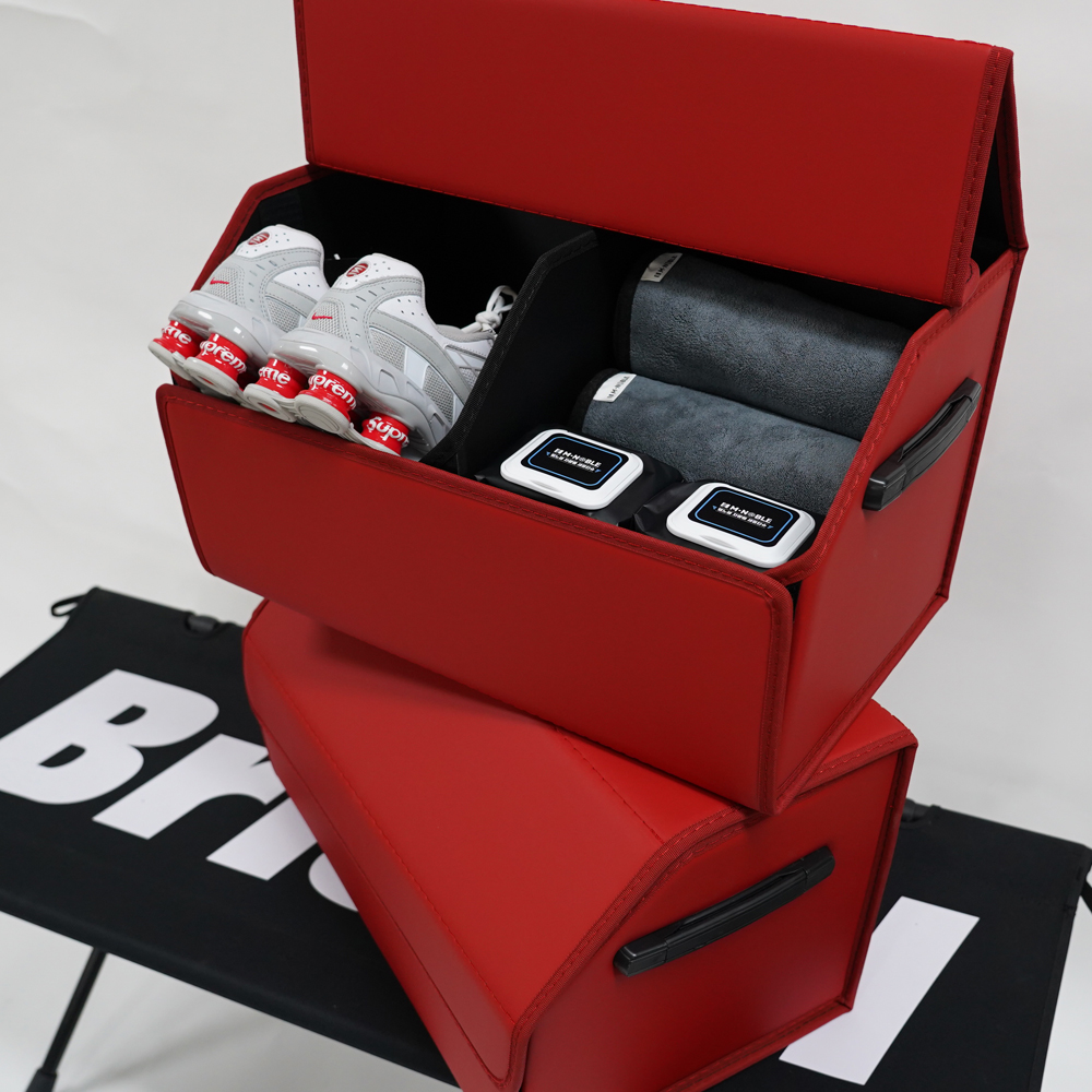 엠노블 레드 소형 차량용 트렁크정리함 자동차 수납함 차량 세차툴백 트렁크신발장