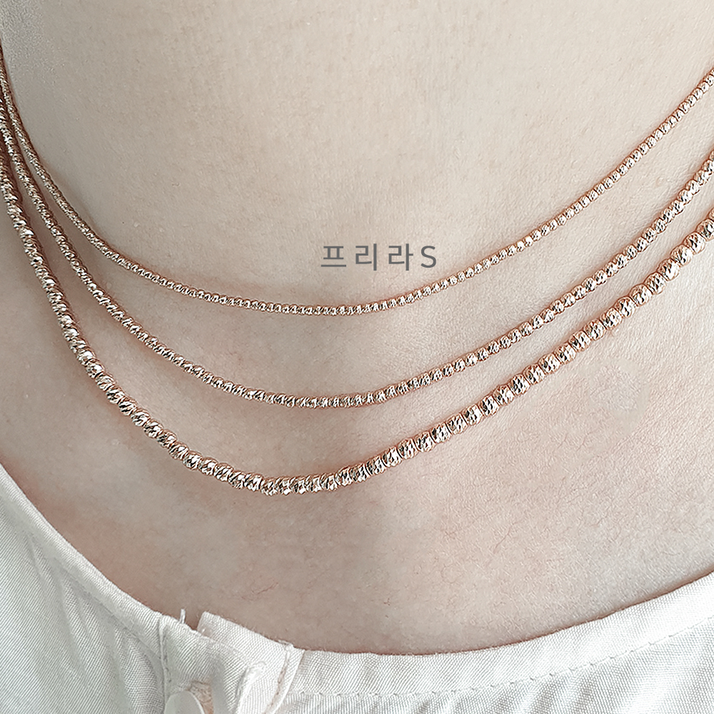 14k 미러볼 컷팅볼 초커 명품 레이어드 여자 금 화이트골드 목걸이 프리라s - 상품 이미지
