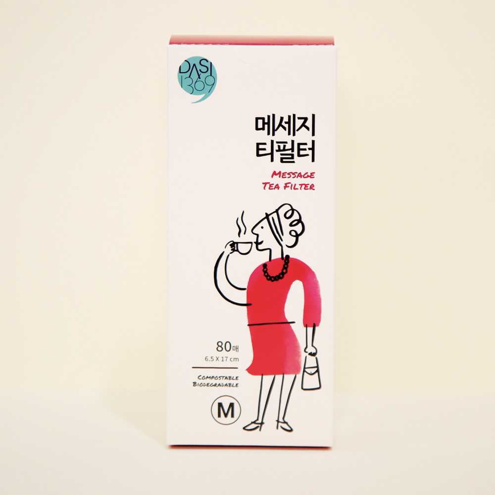 메세지 티필터 중형 80매입 티망 찻잎거름망 차여과기 티인퓨저 공티백 차티백 - 상품 이미지