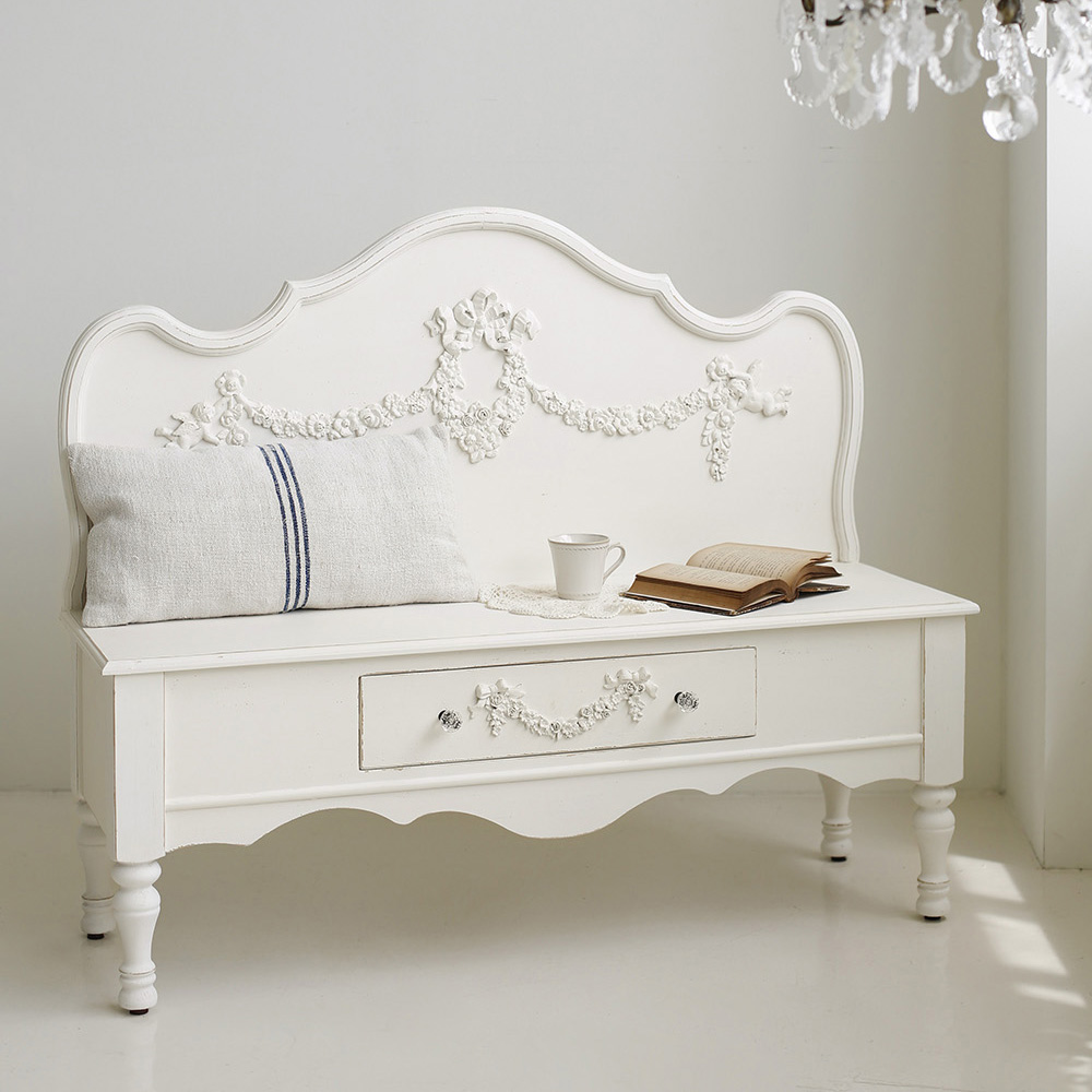 안젤로 원목 벤치 쉐비 화이트 수납 인테리어 장식 의자 스툴 가구 현관 다용도