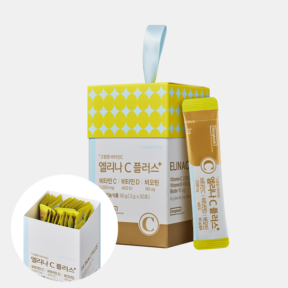 [1개월] 동국제약 엘리나C 플러스 비타민C 맛있는 고함량 비타민씨 D 비오틴 30포, 1개 - 상품 이미지