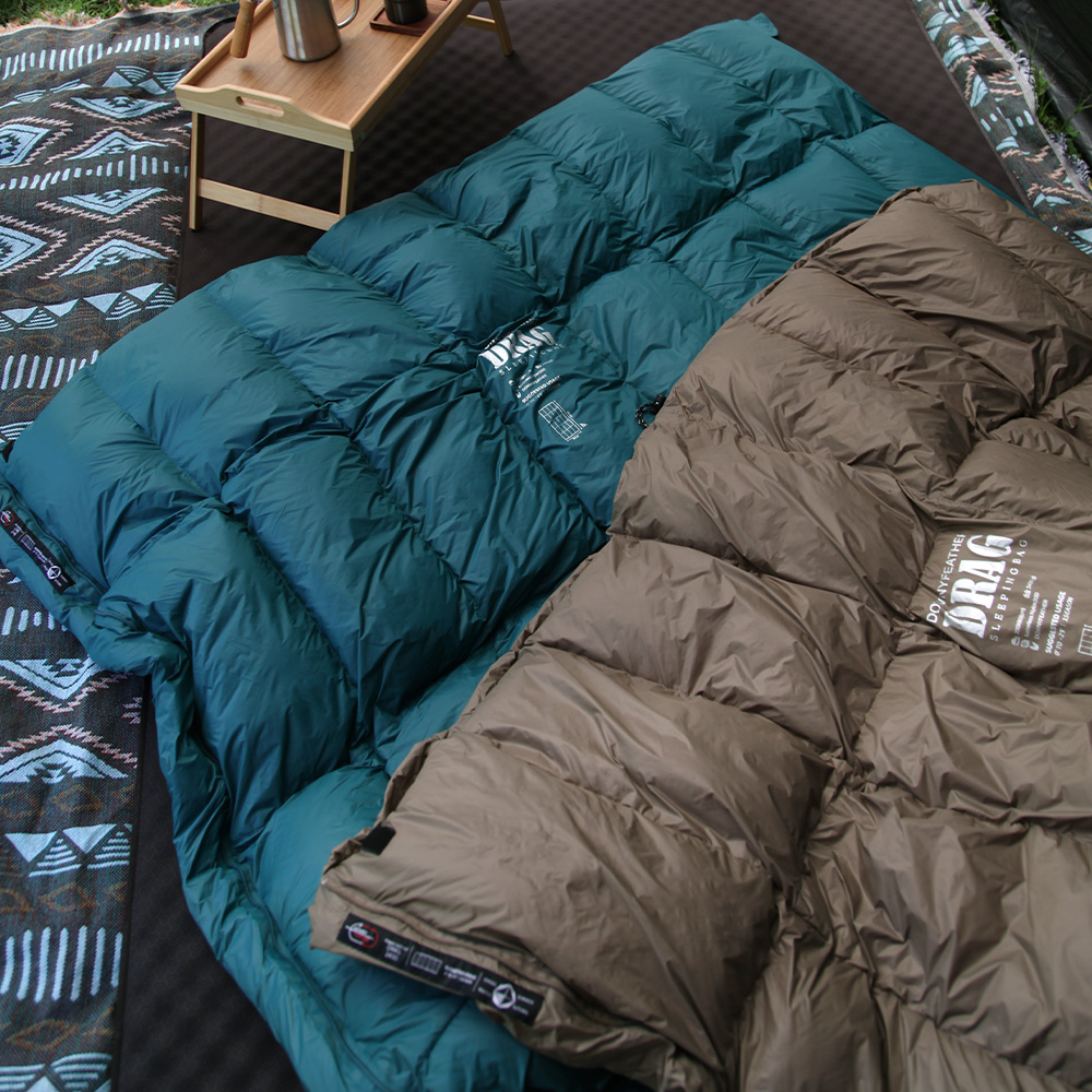 어반캠퍼 다우니페더 드래그 덕다운 캠핑 침낭 오리털 충전재 2400g, 브론즈