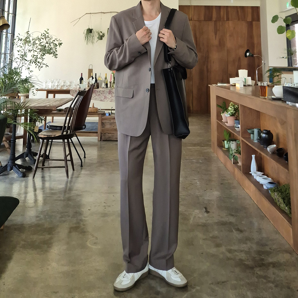 남자 셋업수트 미니멀룩 빅사이즈 캐주얼정장 남자세미정장 - 상세 이미지 3