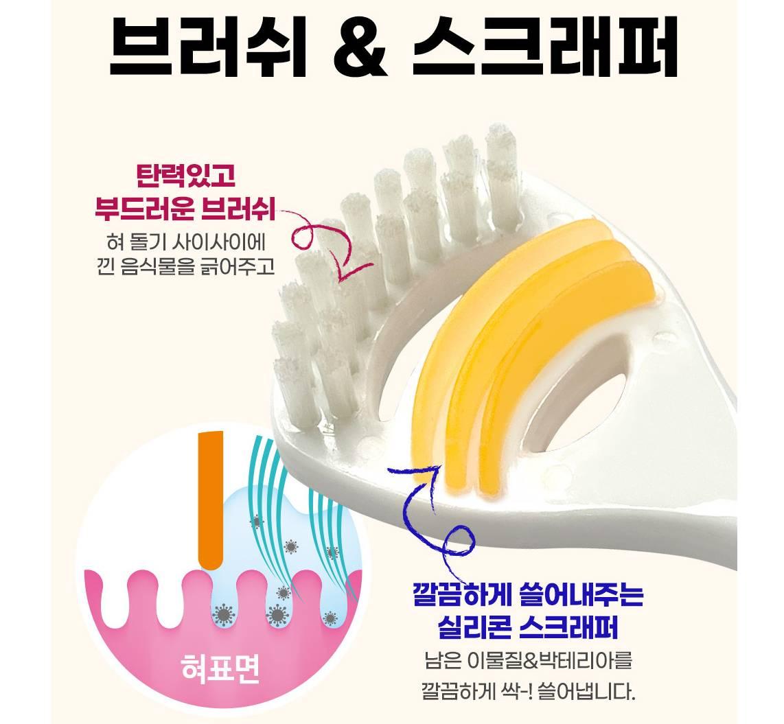 2중 구강 솔 혀클리너 솔 혀 닦는 칫솔 - 상세 이미지 4