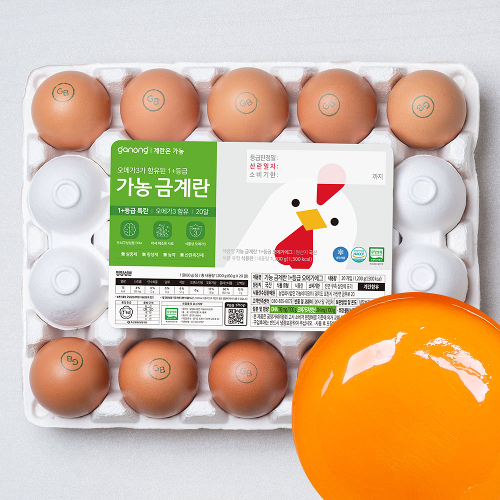 오메가3 함유 무항생제 계란 특란 + 등급 날 달걀 가농 금계란 20구, 1개